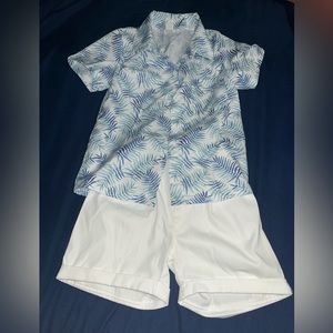 Boys tropical print shirt and white shorts, Shein, size 7, wore once